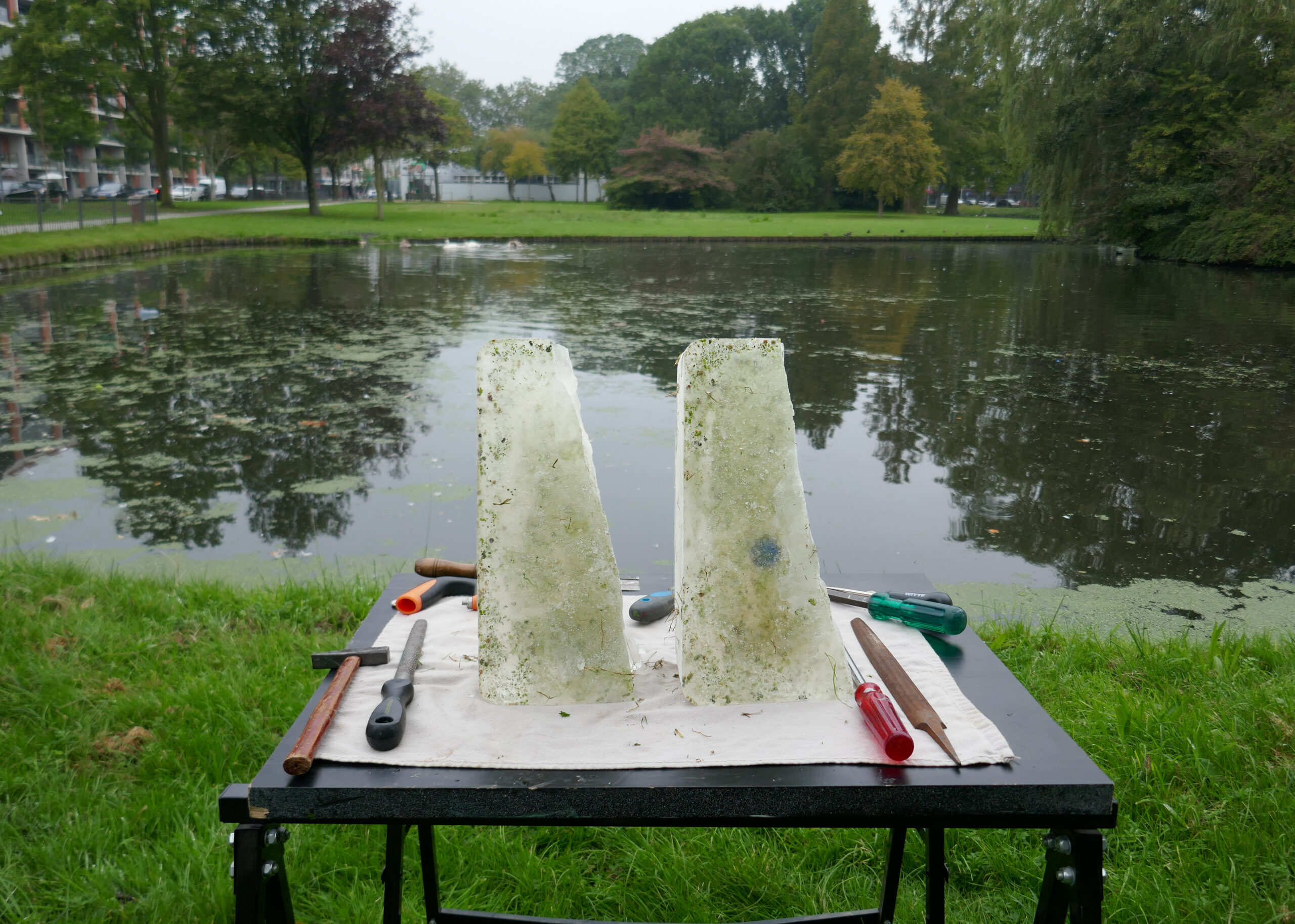 Slootwater-ijssculpturen